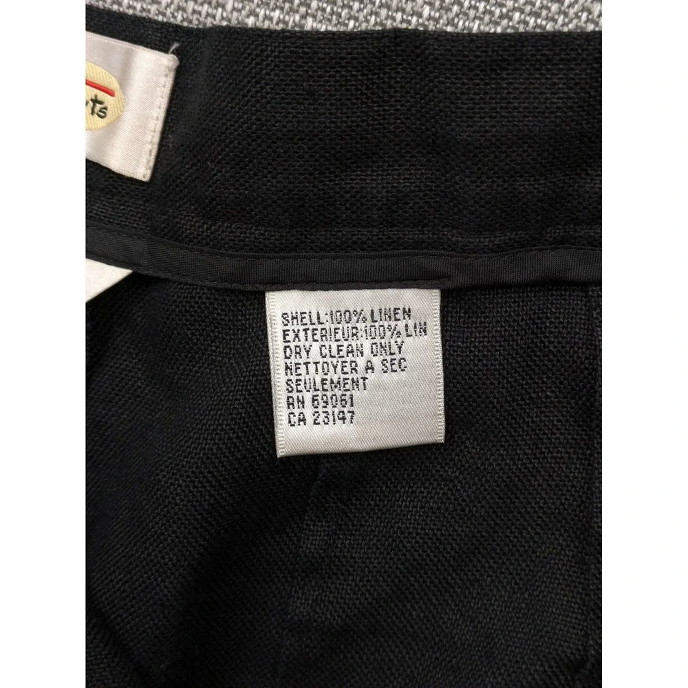 Talbots Pants Women 12W Black Irish Linen Pleated Relaxed Dress Lightweight